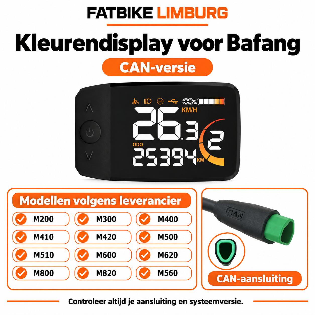 Kleurendisplay voor Bafang Middenmotor – CAN-bus met Driehoekige Stekker